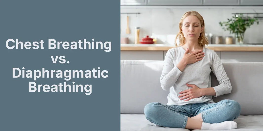 A lady practicing optimal breathing at home