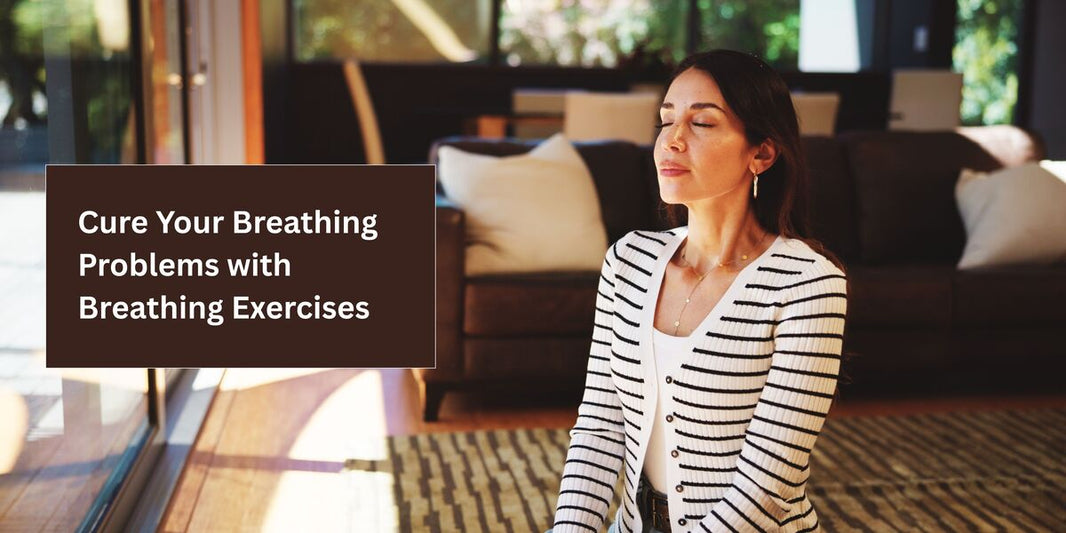Image of a woman doing breathing exercise