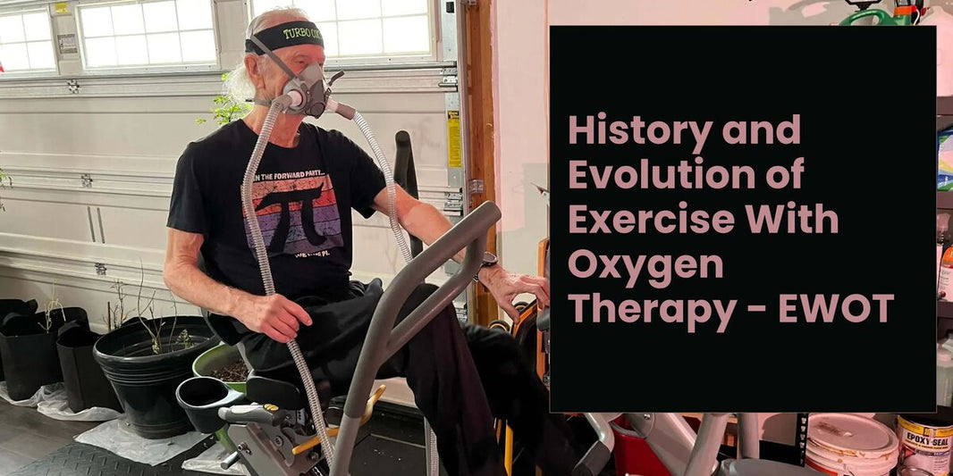 An old man doing exercise with oxygen masks on