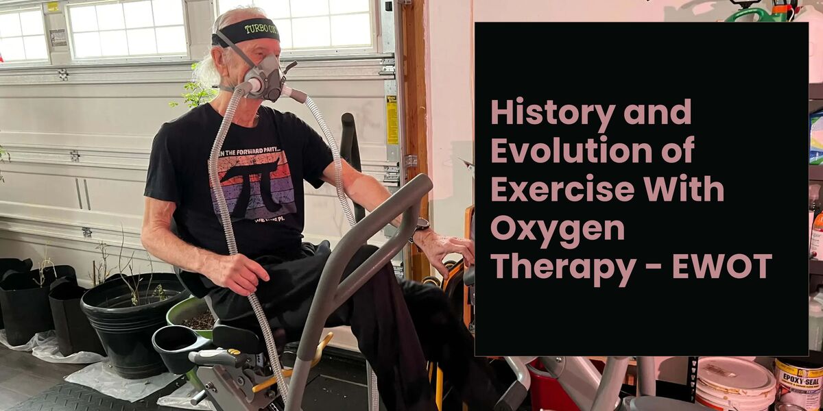 An old man doing exercise with oxygen masks on