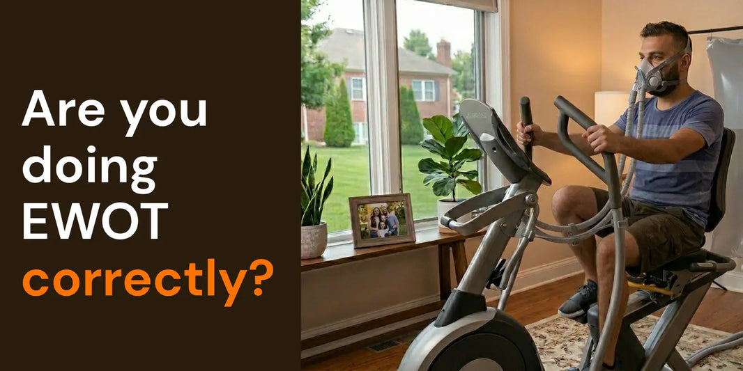 A man is doing EWOT on an exercise equipment at home