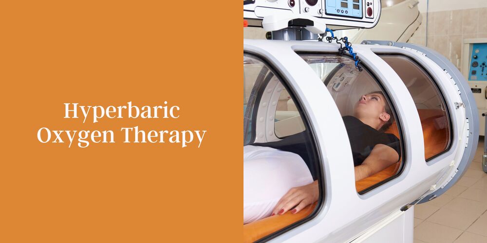 A lady undergoing Hyperbaric Oxygen Therapy in a hard chamber