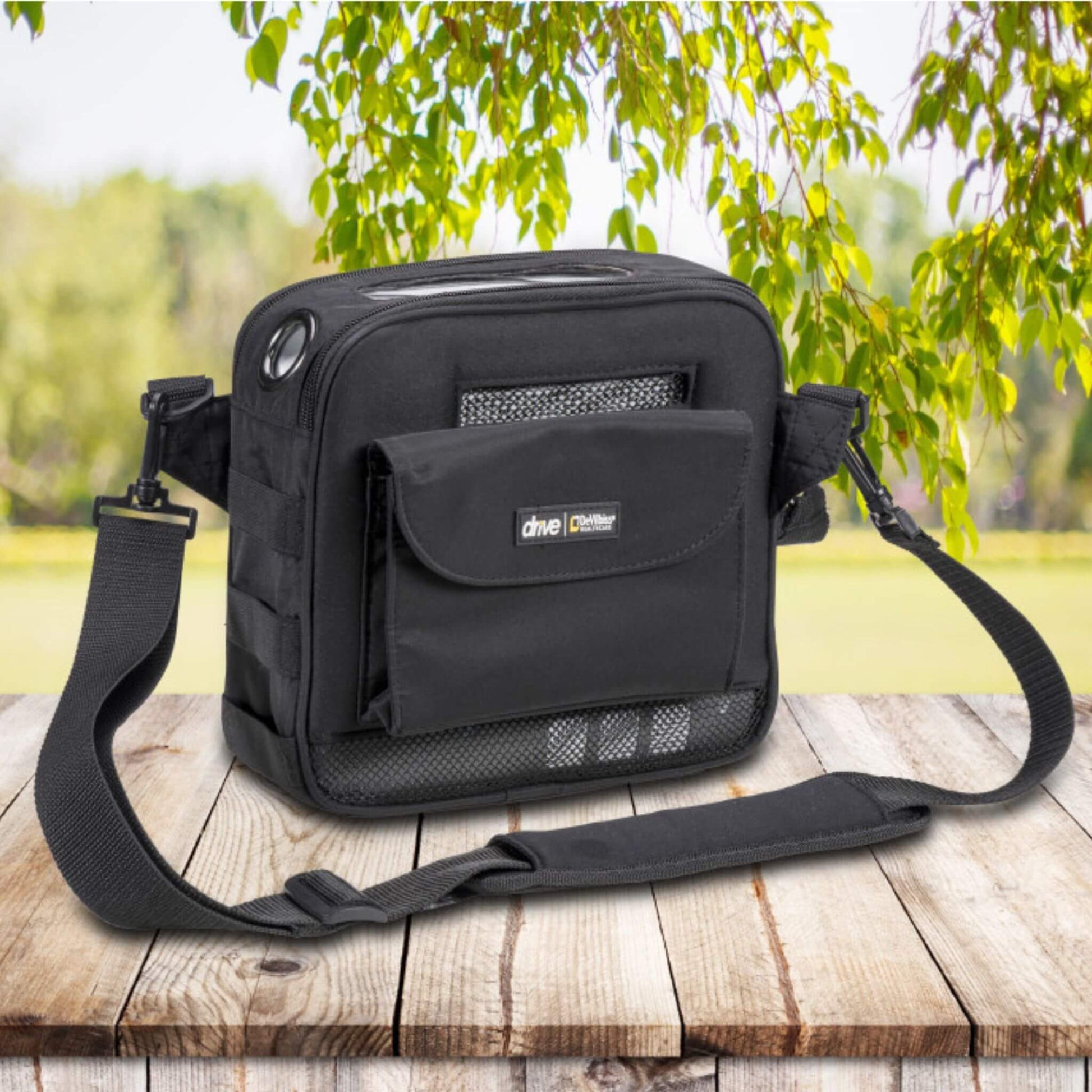 Drive Devilbiss iGO2 Portable Oxygen Concentrator in a black bag