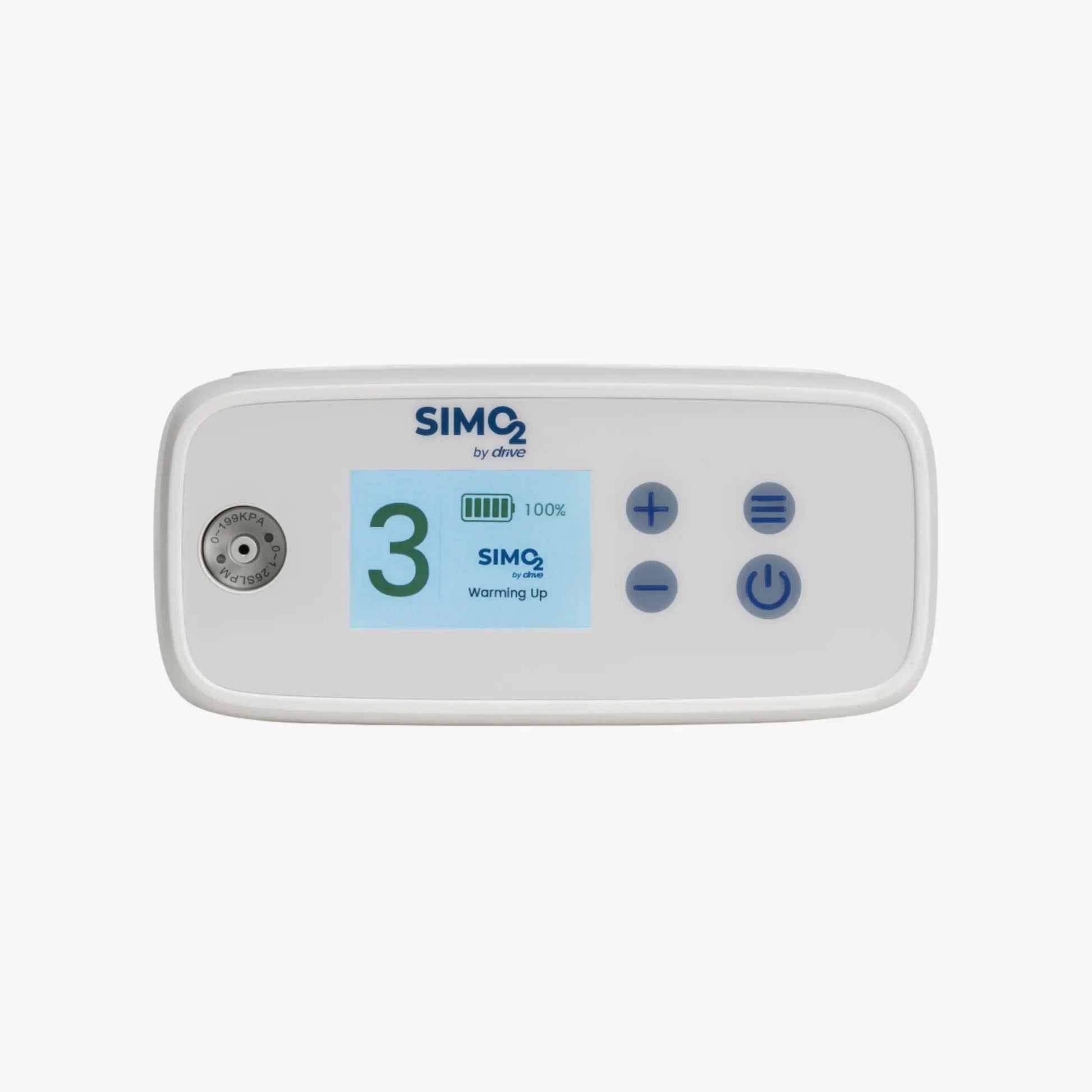 SIMO2 portable oxygen concentrator  with digital display on a white background