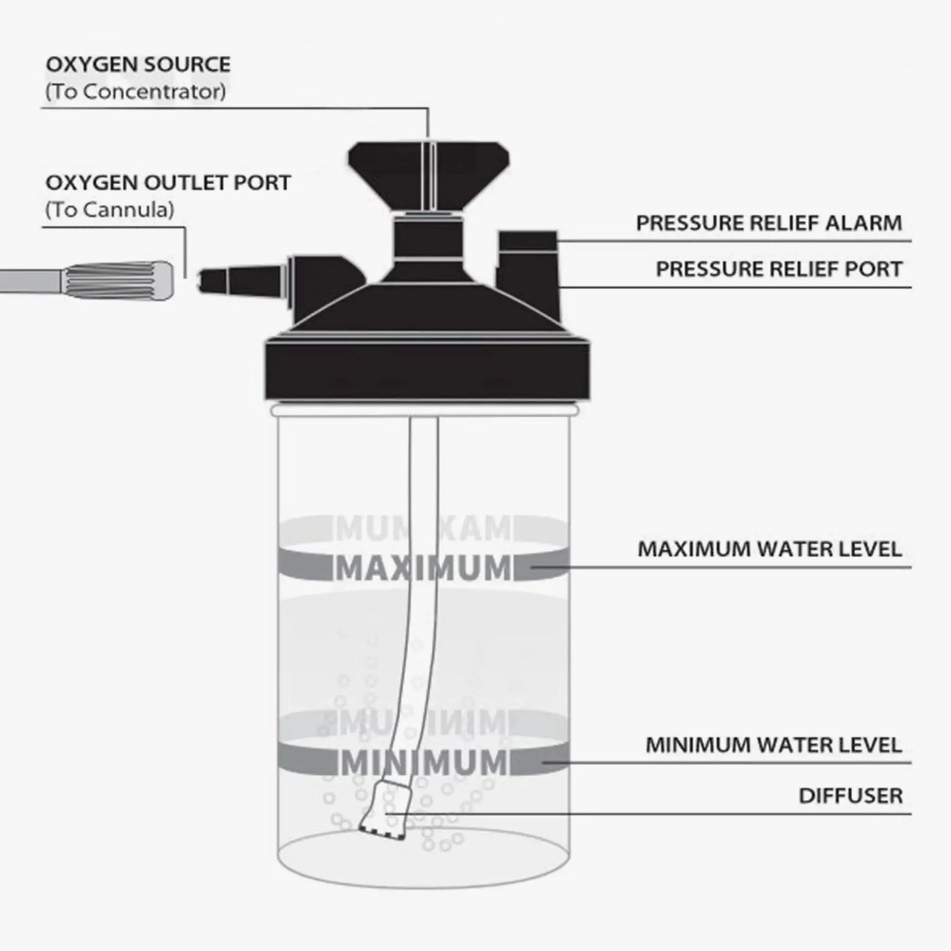 Humidifier Bottle for Oxygen Concentrator Machine