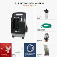 EWOT System Combo C - Máquina de oxígeno de 10 LPM, bolsa de 500 litros y máscara