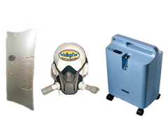 EWOT System Combo E: máquina de oxígeno reconstruida de 5 LPM, bolsa de 900 litros y máscara